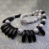 unique gemstone necklace handmade black and white gemstones