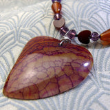 dragon veined agate pendant heart shaped