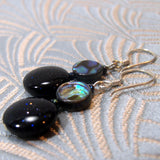 blue goldstone drop earrings handmade uk