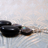 blue goldstone earrings with paua shell