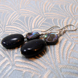 paua shell blue goldstone earring design