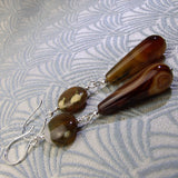 long drop brown handmade statement earrings