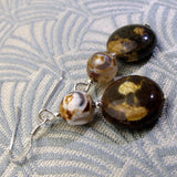 brown semi-precious stone earrings