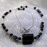 black onyx necklace, handmade jewellery sale, sale necklace