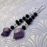 long purple earrings, long purple amethyst statement earrings