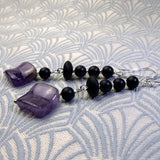 long drop purple statement earrings handmade amethyst