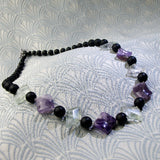 purple amethyst necklace, semi-precious stone neckalce