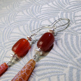 long drop gemstone earrings with agate beads