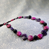 unique amethyst necklace with pink jasper gemstone beads