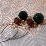 long green agate gemstone earrings