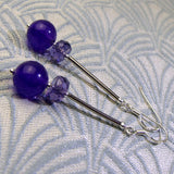 long drop purple amethyst earrings
