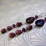 long purple semi-precious stone earrings