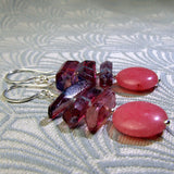 pink statement earrings semi-precious gemstone jewellery earrings