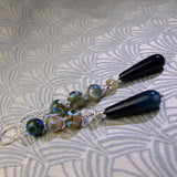 long blue earrings, semi-precious gemstone earrings