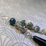 long gemstone earrings, blue statement earrings