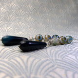 long blue earrings, gemstone jewellery
