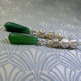 long green gemstone statement earrings uk