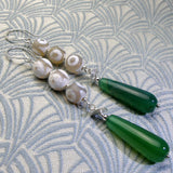 long statement earrings green semi-precious gemstone jewellery design