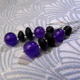 black purple drop earrings, gemstone jewellery