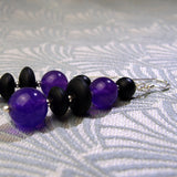black purple gemstone earrings, semi-precious jewellery