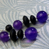semi-precious gemstone jewellery, purple black earring design