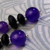 purple black drop earrings, black purple semi-precious jewellery earring design