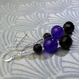 purple black gemstone drop earrings, handmade gemstone jewellery