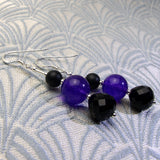 black purple gemstone earrings, drop earrings