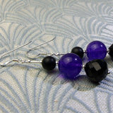 purple black earring design, semi-precious gemstone jewellery