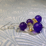 Agate earrings, purple handcrafted drop earrings, agate semi-precious stone earrings BB28