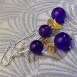 Agate earrings, purple handcrafted drop earrings, agate semi-precious stone earrings BB28