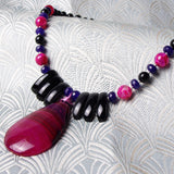 black pink gemstone pendant necklace