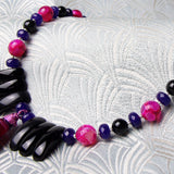 black pink gemstone beads