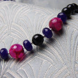 pink agate black onyx gemstone beads
