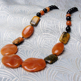 shorter length orange necklace, orange gemstone necklace