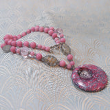 grey pink pendant necklace uk