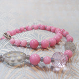 grey pink beads for pendant necklace