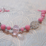 pink crystal bead grey czech bead