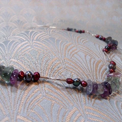 Fluorite Necklace, Semi-Precious Handmade Jewellery(A38)