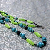 long green semi-precious gemstone necklace, gemstone jewellery