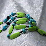 long length green necklace, semi-precious stone jewellery