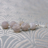 handmade grey agate earrings uk, grey drop earrings