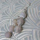 grey agate gemstone earring design