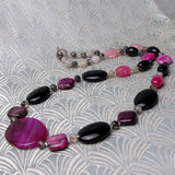 black pink necklace, semi-precious stone jewellery