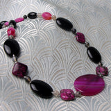 black pink agate necklace design