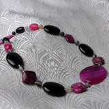 pink black jewellery necklace, semi-precious stone necklace