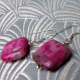 pink jasper earrings, short drop semi-precious earrings
