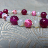 pink agate gemstone bead necklace