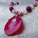 pink necklace, semi-precious stone necklace, pink handmade jewellery sale, handmade sale jewellery