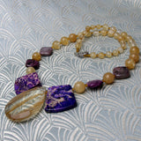 gold purple gemstone necklace, semi-precious stone jewellery